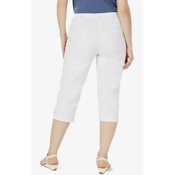 NWT Karen Scott Petite Button-Hem Capri Pants 8P White - Picture 2 of 3